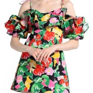 Topshop Floral Ruffle Mini Dress Size 6